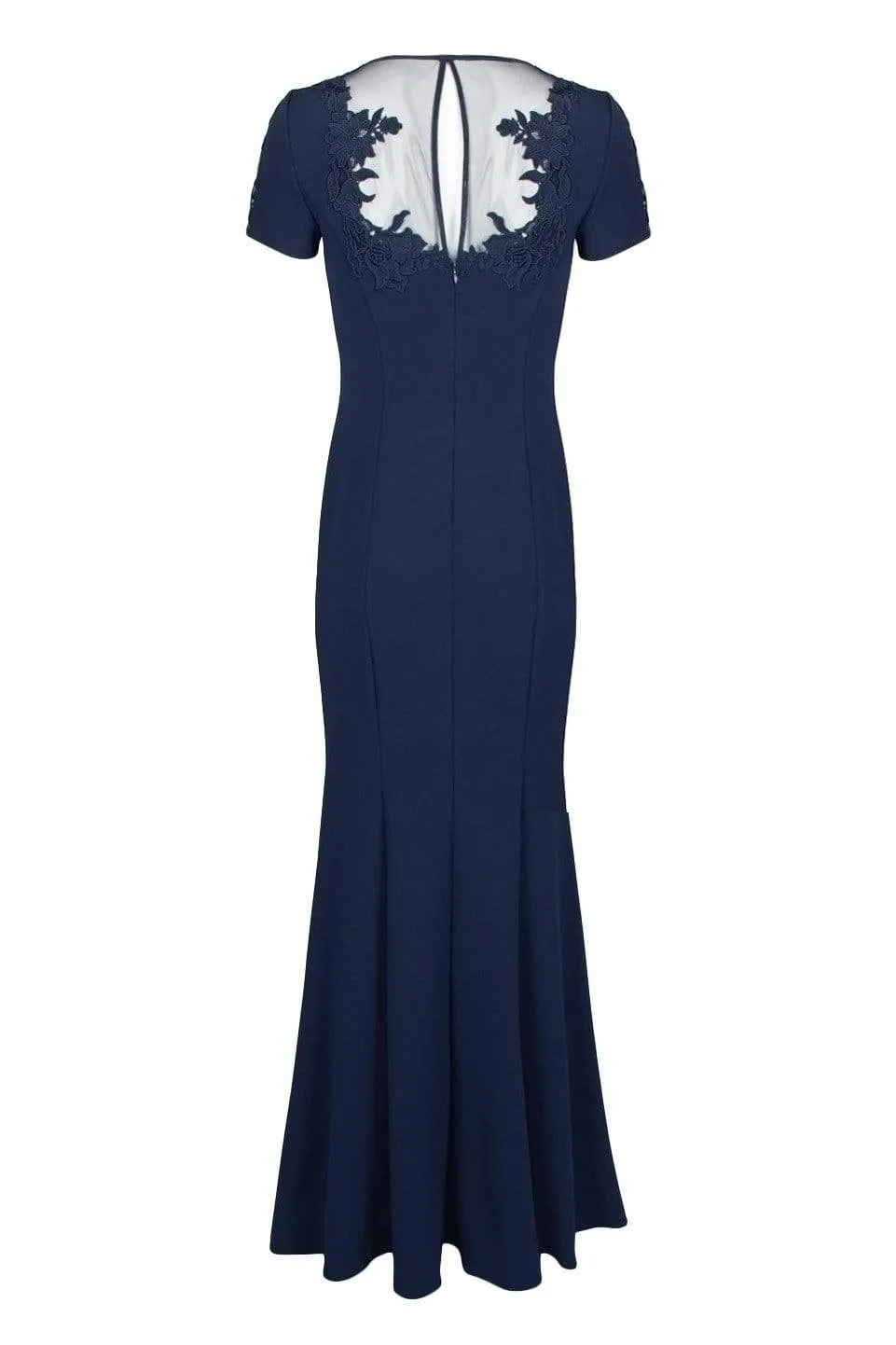 Aidan Mattox - MD1E203782 Embroidered Jewel Neck Crepe Trumpet Dress
