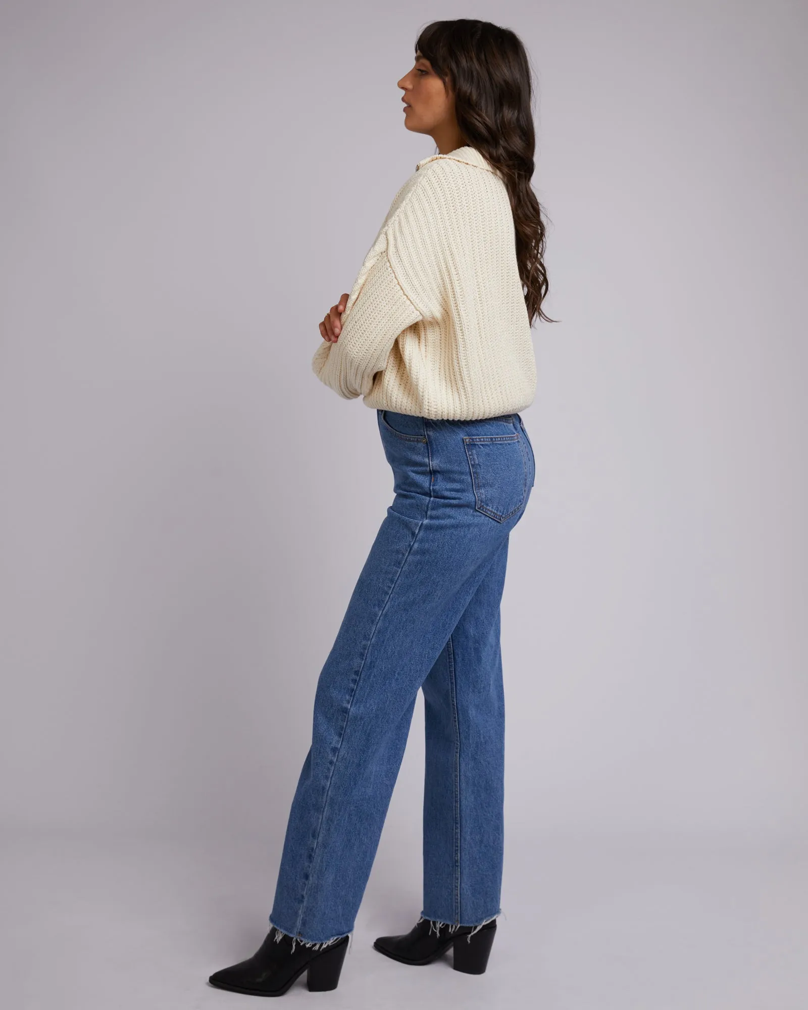 All About Eve Dahlia 1/4 Zip Vintage White