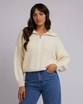 All About Eve Dahlia 1/4 Zip Vintage White