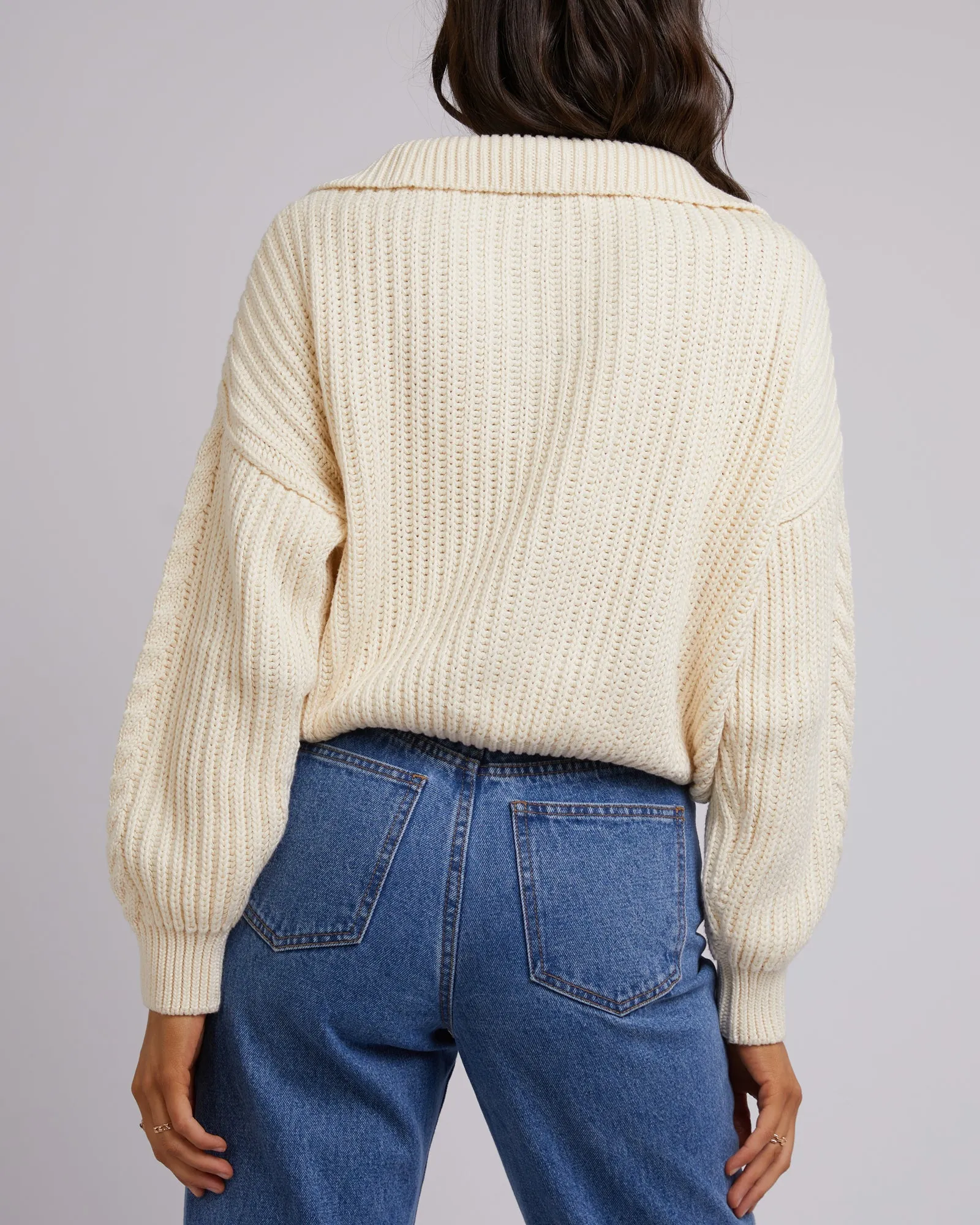 All About Eve Dahlia 1/4 Zip Vintage White