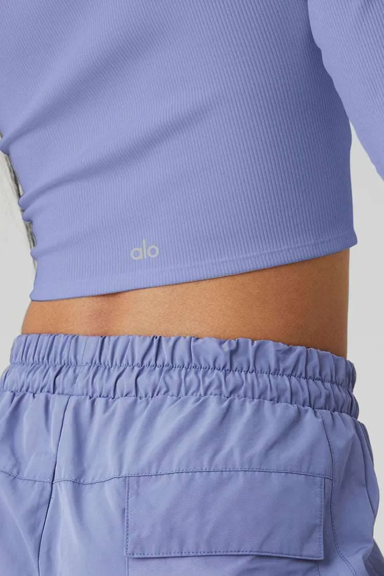 Alo Yoga Women's Alosoft Ribbed Show Stopper Cropped Long Sleeve Shirt - Infinity Blue
