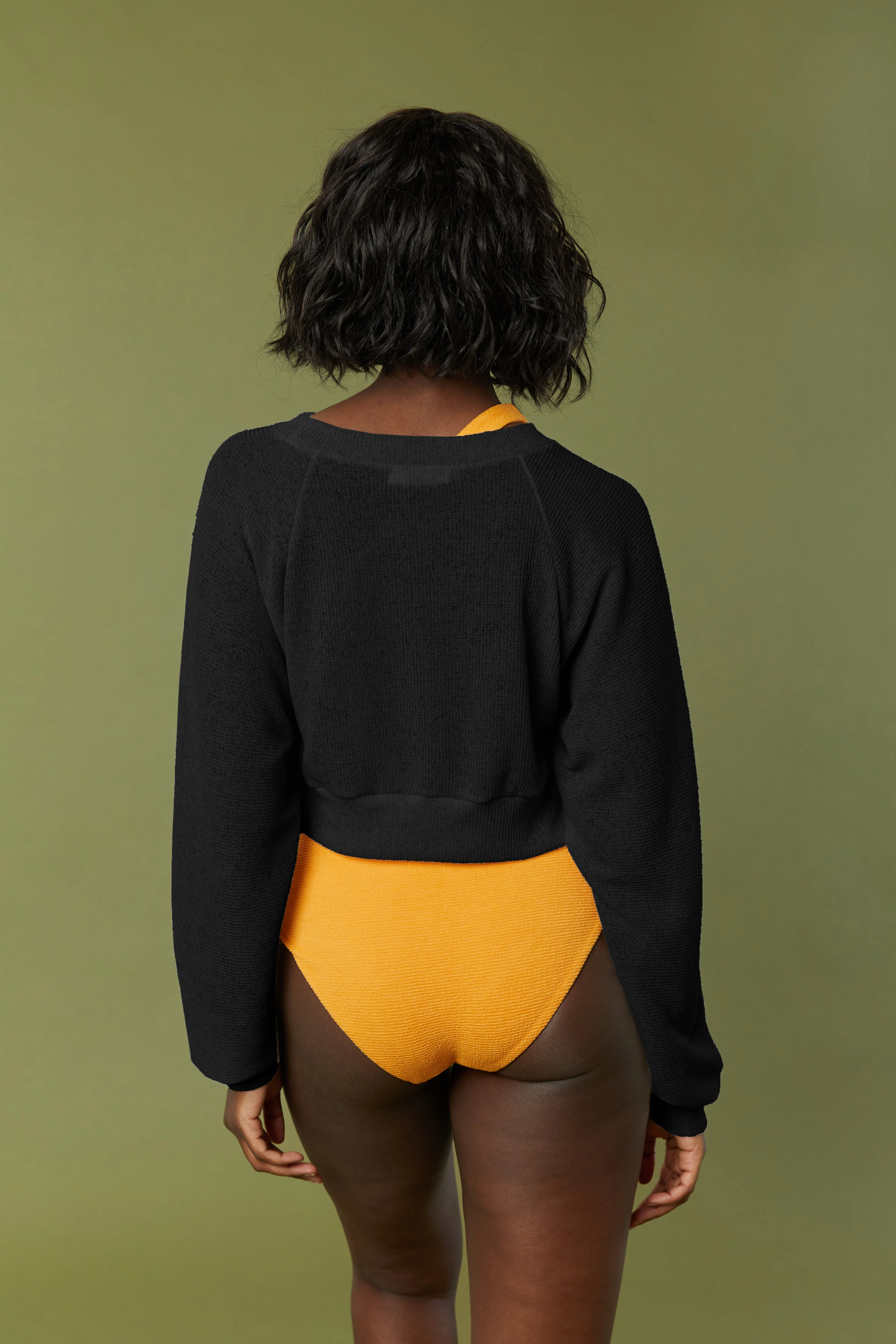 ASYMMETRICAL FRONT OPEN KNIT TOP