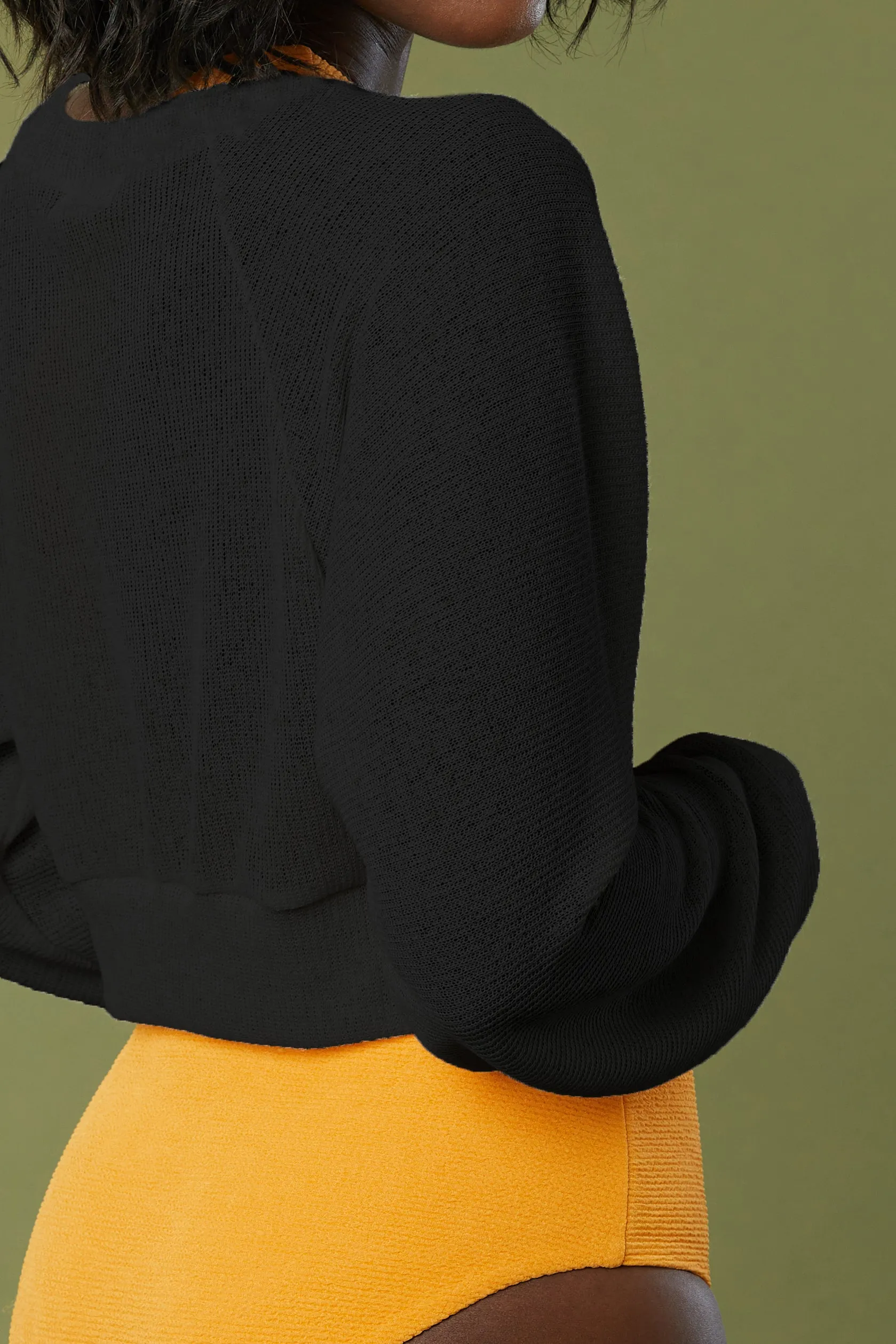 ASYMMETRICAL FRONT OPEN KNIT TOP