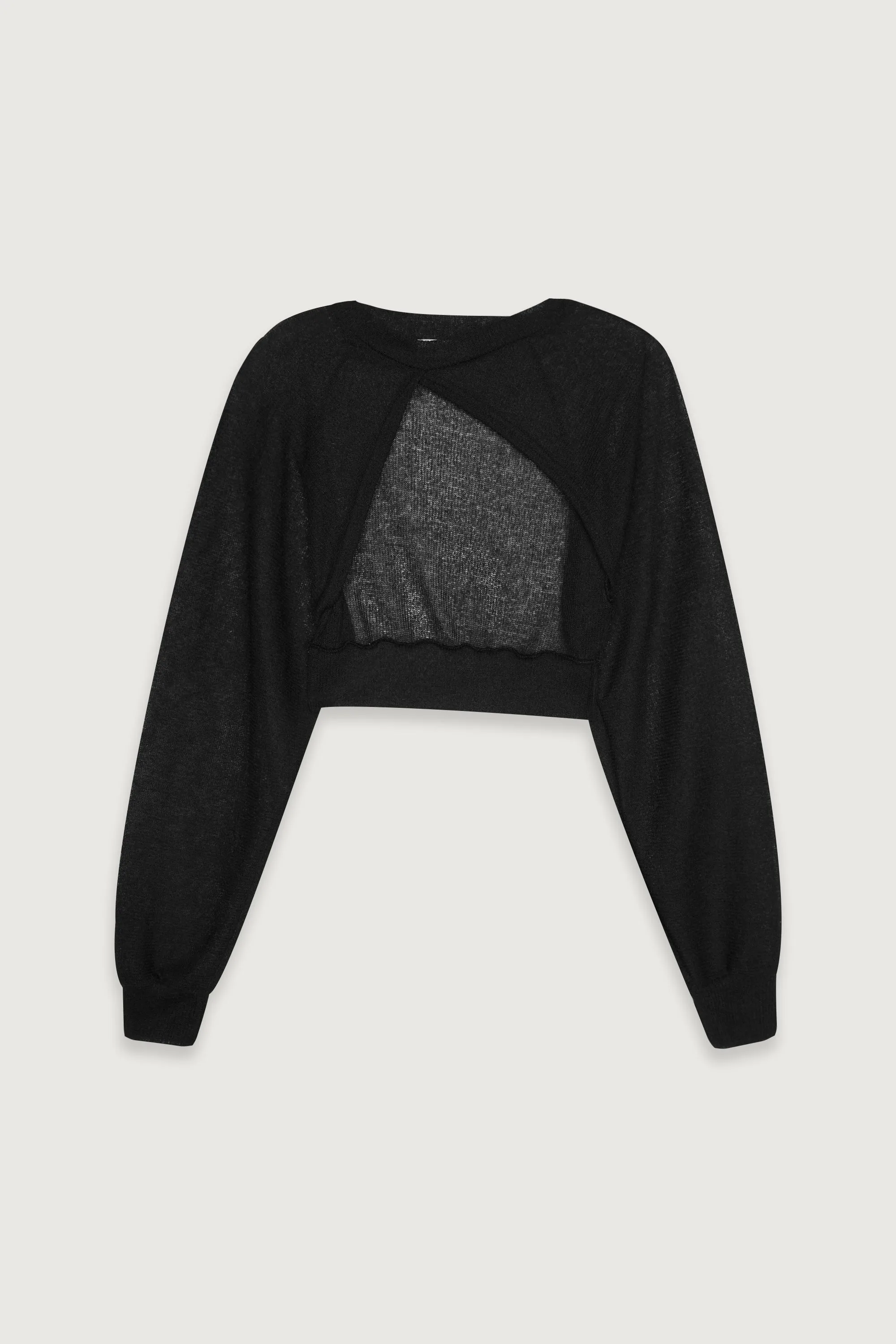ASYMMETRICAL FRONT OPEN KNIT TOP