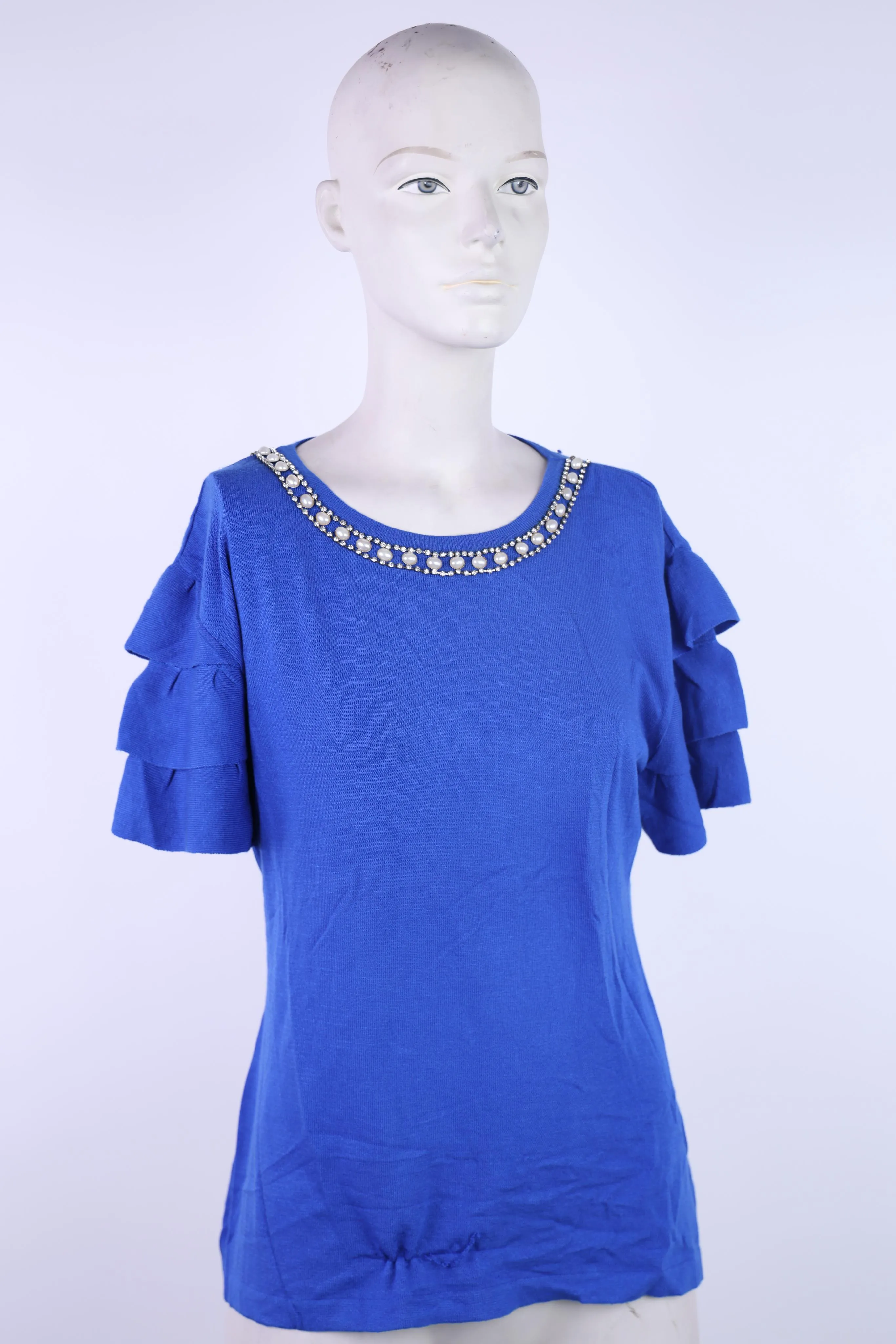 Badoo royal blue top with frill sleeves