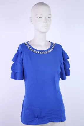 Badoo royal blue top with frill sleeves