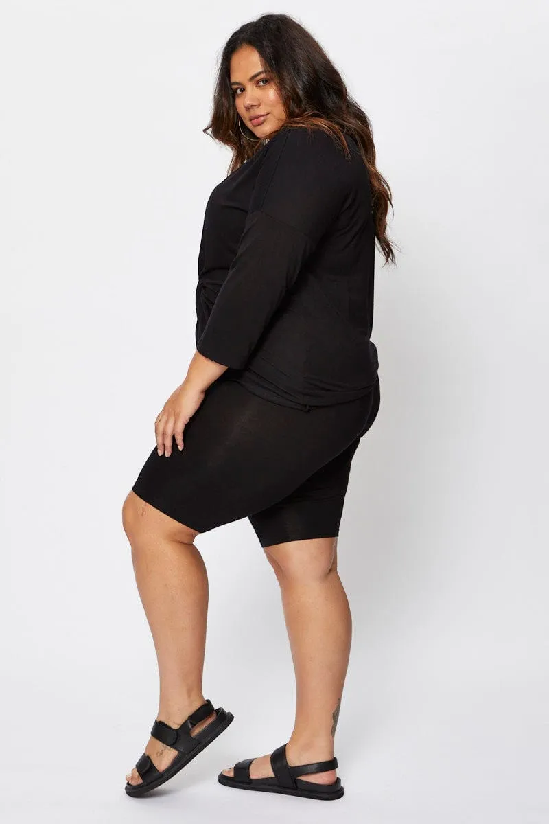 Black Blend Twist Black V-neck Cotton