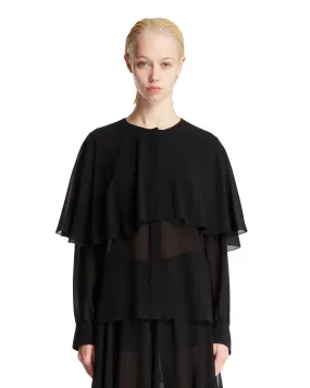 Black Cape Silk Blouse