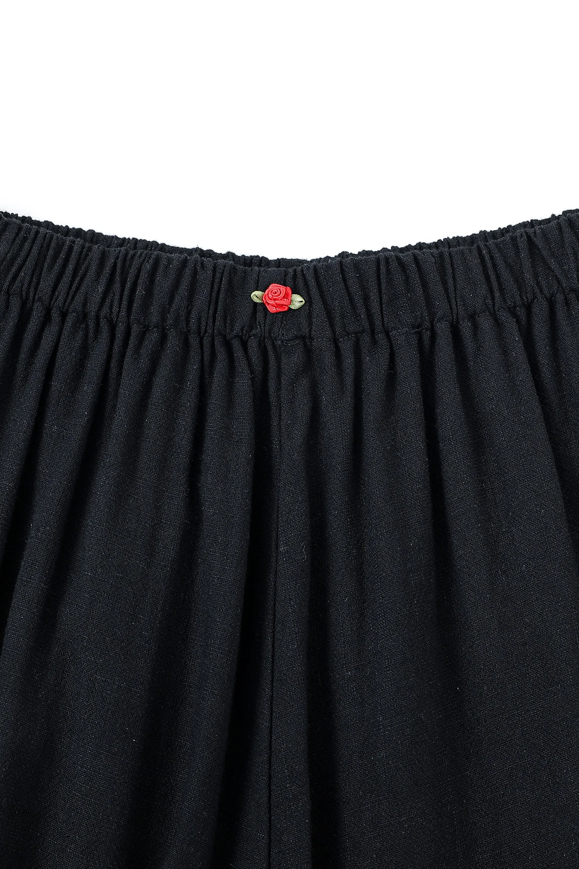 Black Linen Long Bloomers