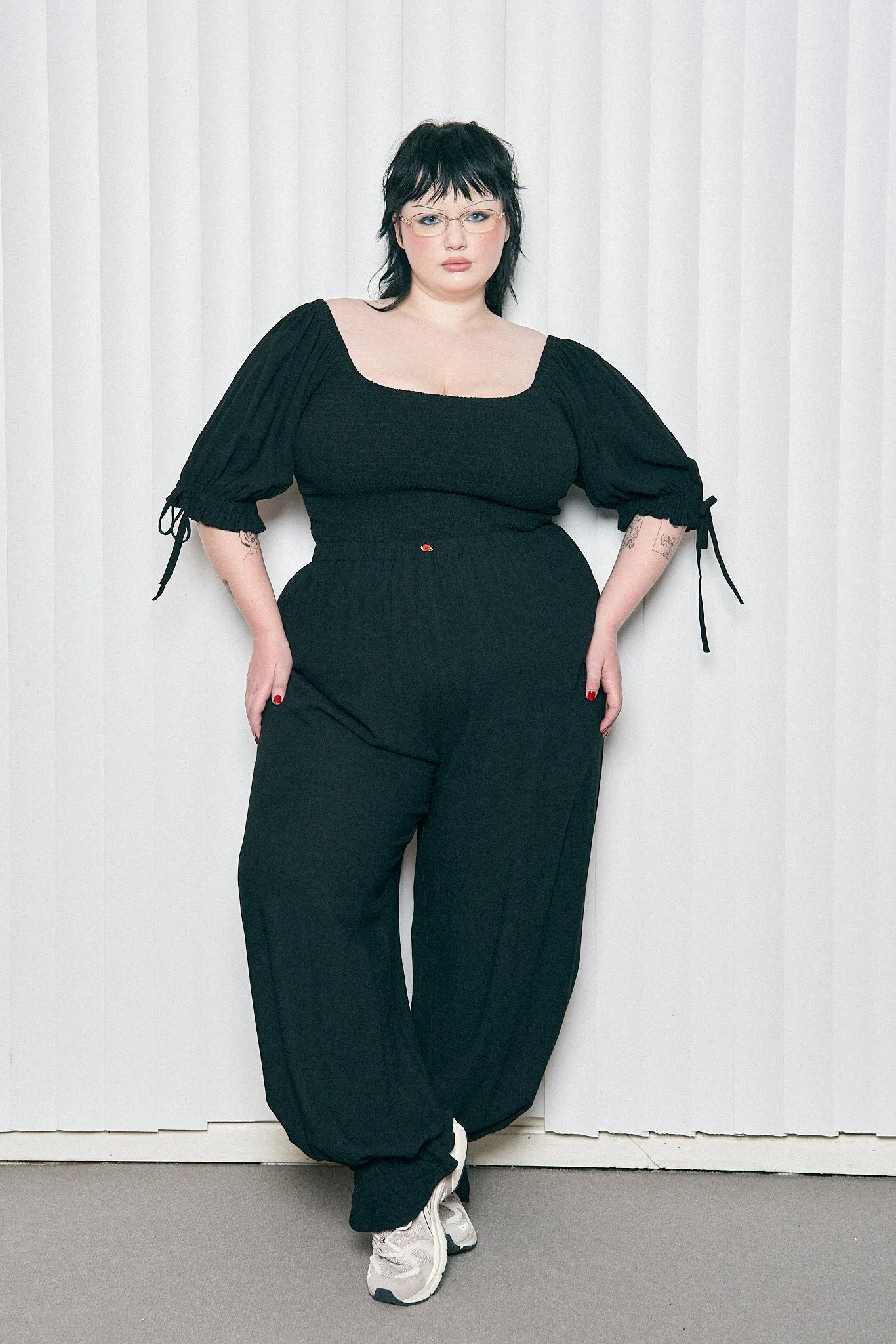 Black Linen Long Bloomers