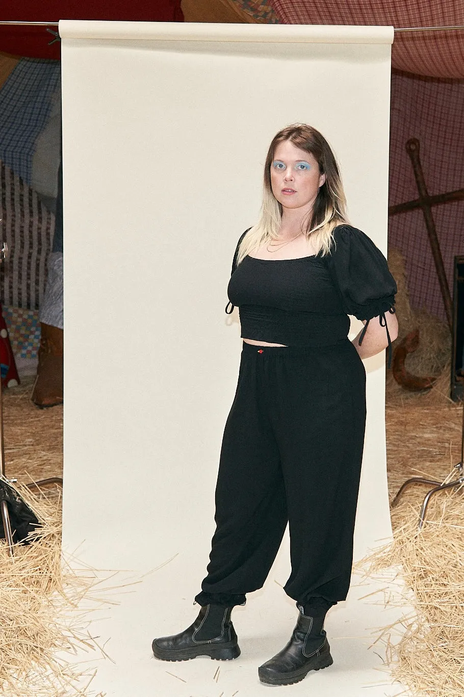 Black Linen Long Bloomers