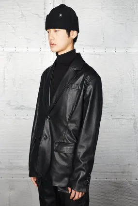 Black Vegan Leather Oversized Blazer