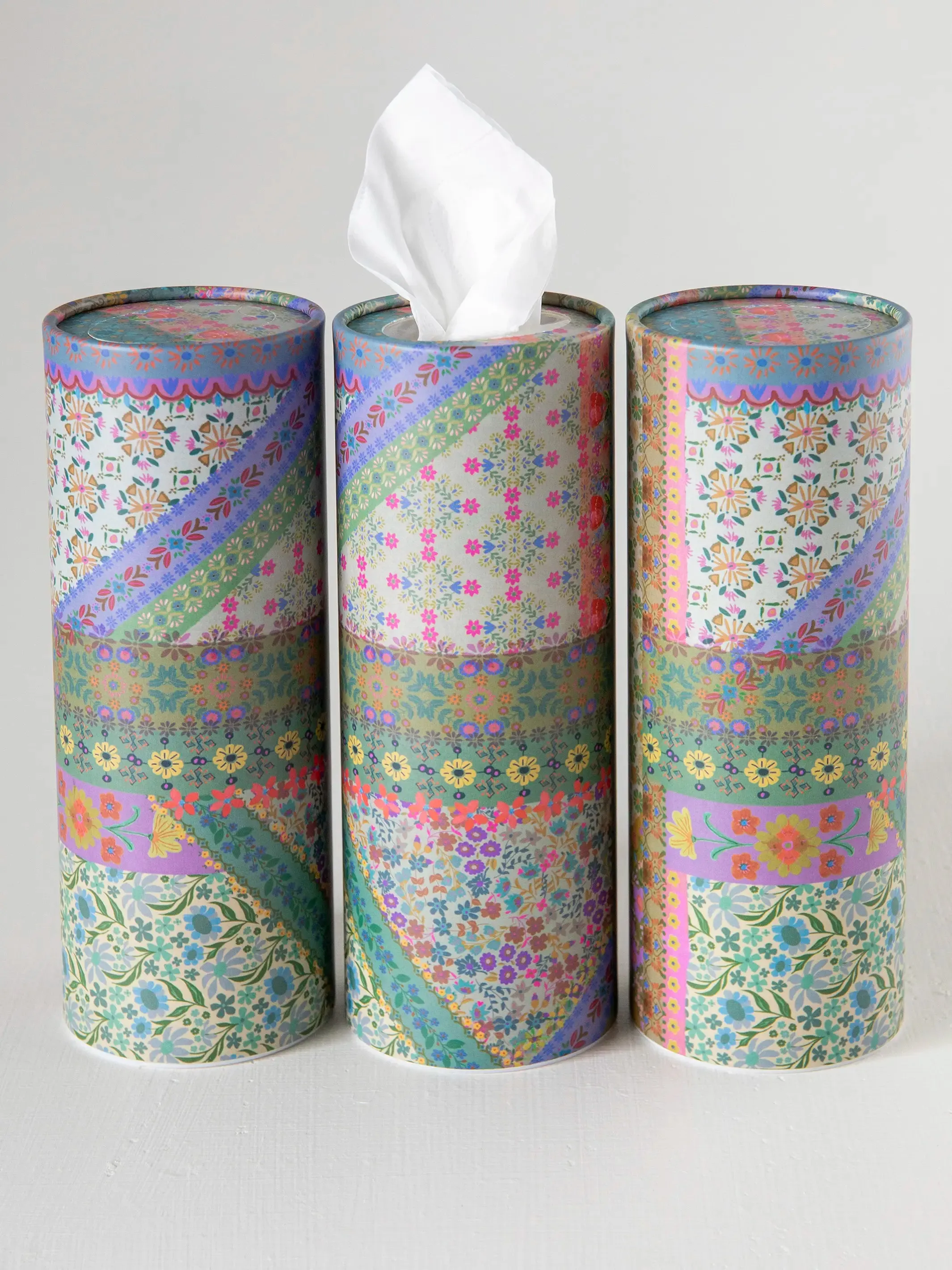 Car Tissues, Set of 3 - Folk Flower Patchwork