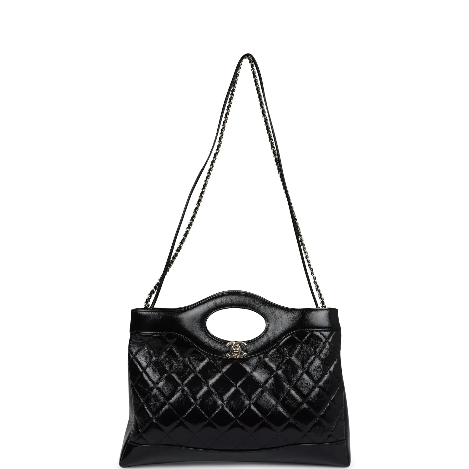 Chanel Large 31 Shopper Black Shiny Lambskin Light Gold Hardware