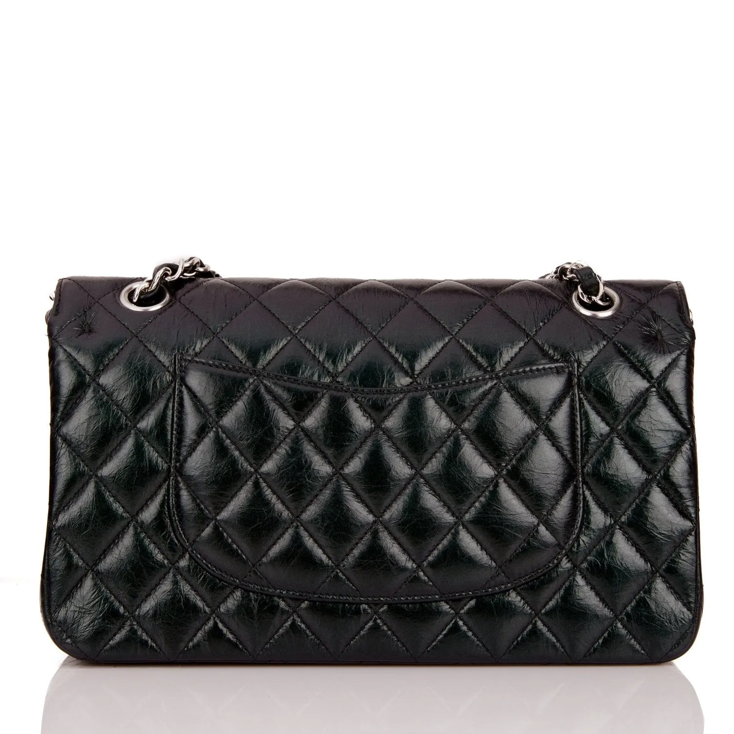 Chanel Medium Classic Double Flap Bag Black Iridescent Quilted Crumpled Calfskin Silver Hardware
