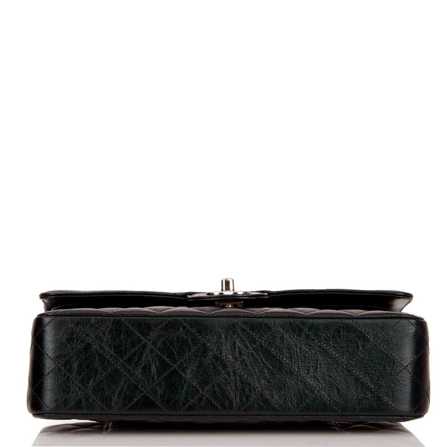 Chanel Medium Classic Double Flap Bag Black Iridescent Quilted Crumpled Calfskin Silver Hardware