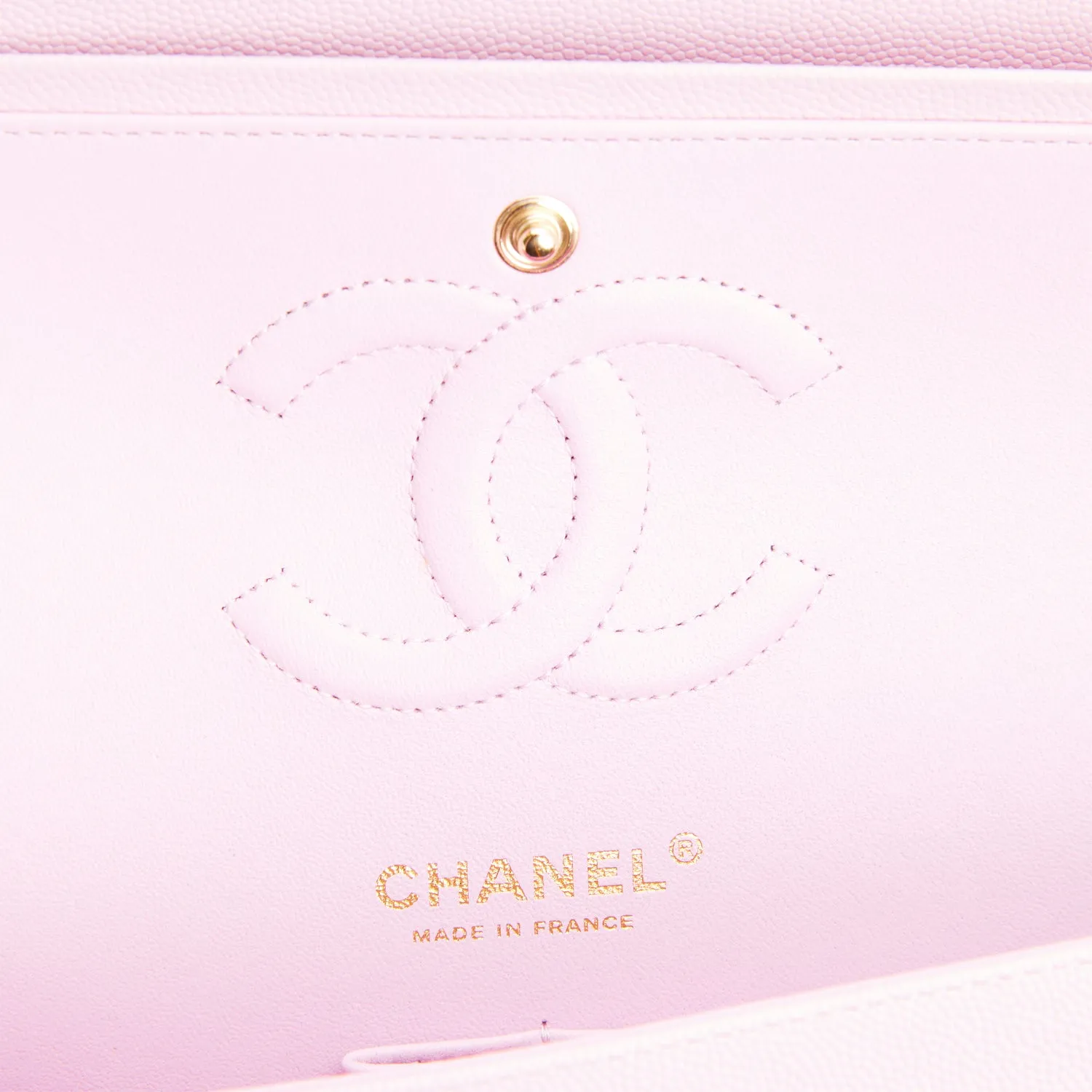 Chanel Medium Classic Double Flap Bag Rose Clair Caviar Light Gold Hardware