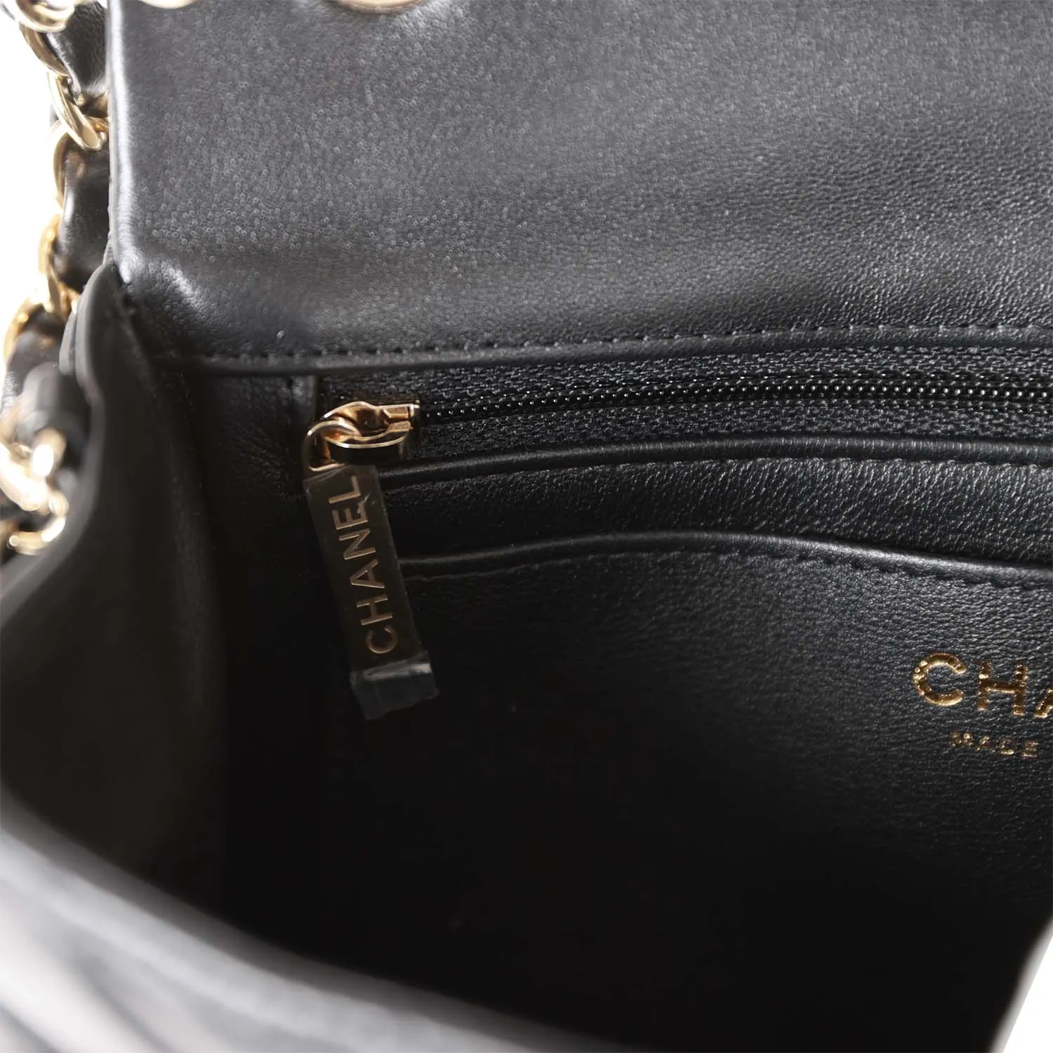 Chanel Mini Rectangular Flap Bag Black Lambskin Light Gold Hardware