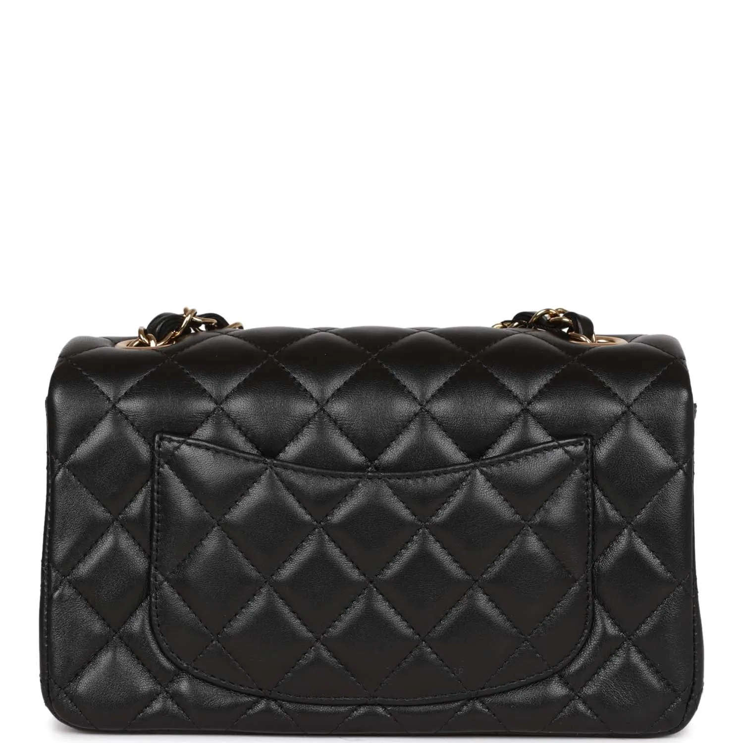 Chanel Mini Rectangular Flap Bag Black Lambskin Light Gold Hardware
