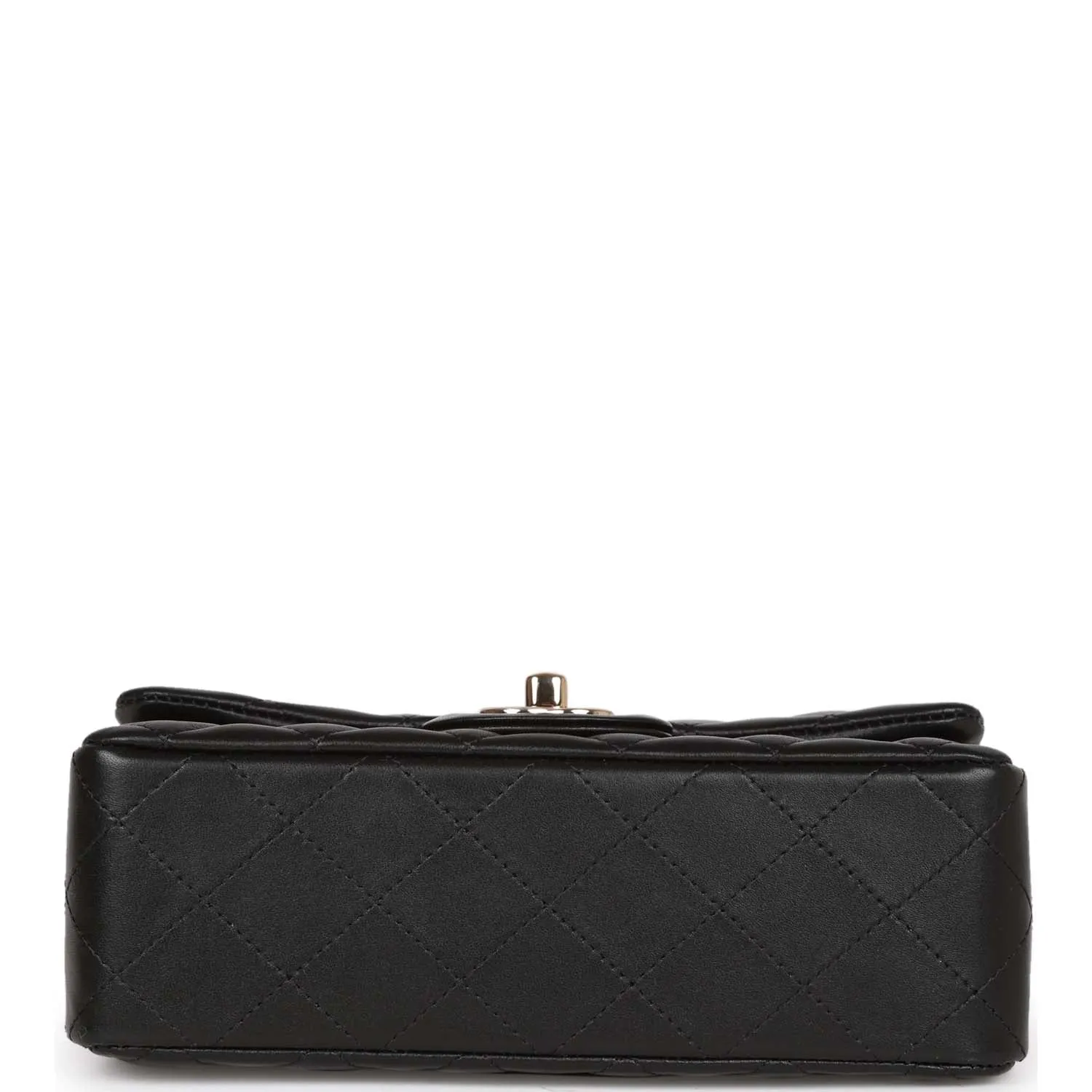 Chanel Mini Rectangular Flap Bag Black Lambskin Light Gold Hardware