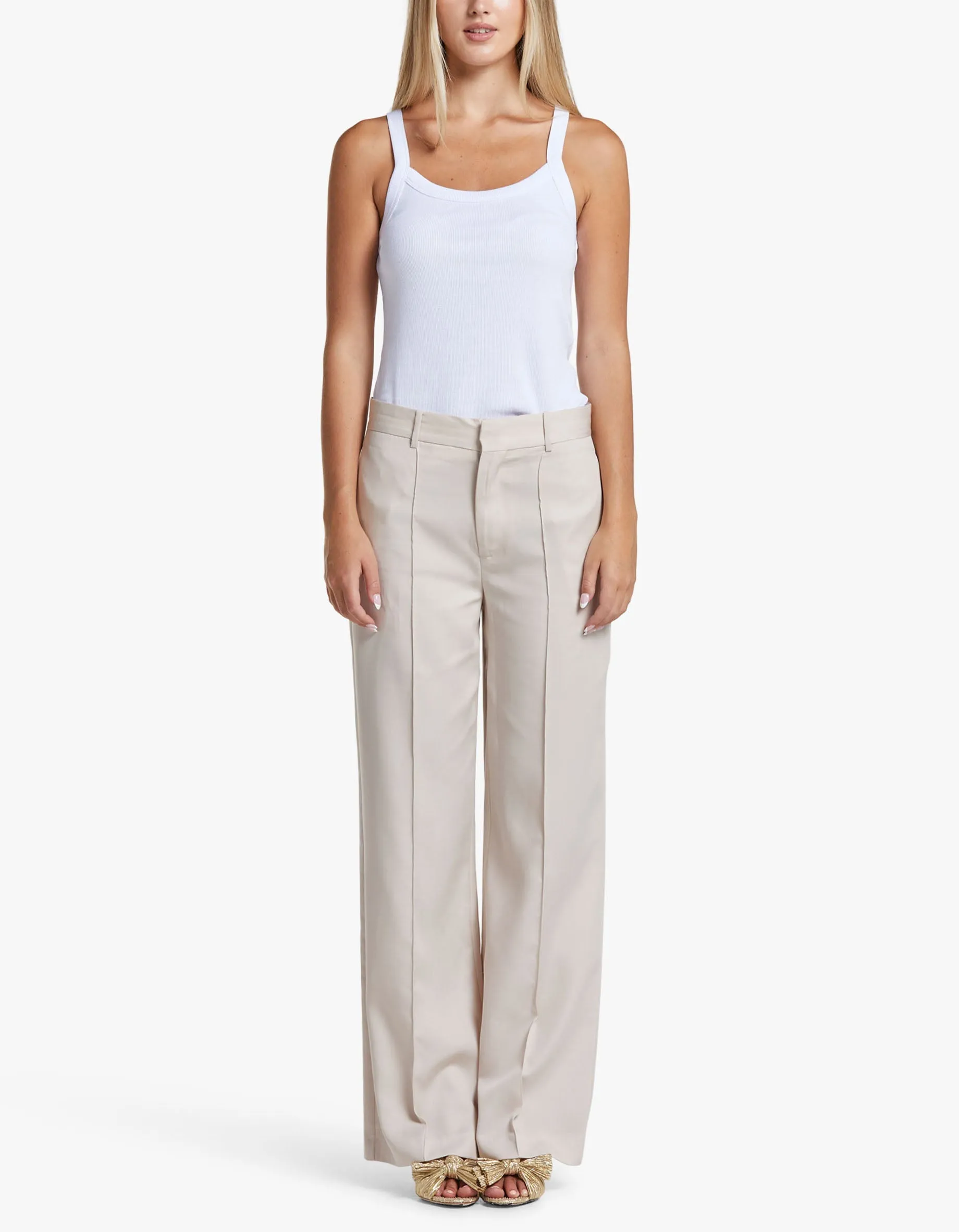 Chania Flared Trousers - Enoki Mushroom