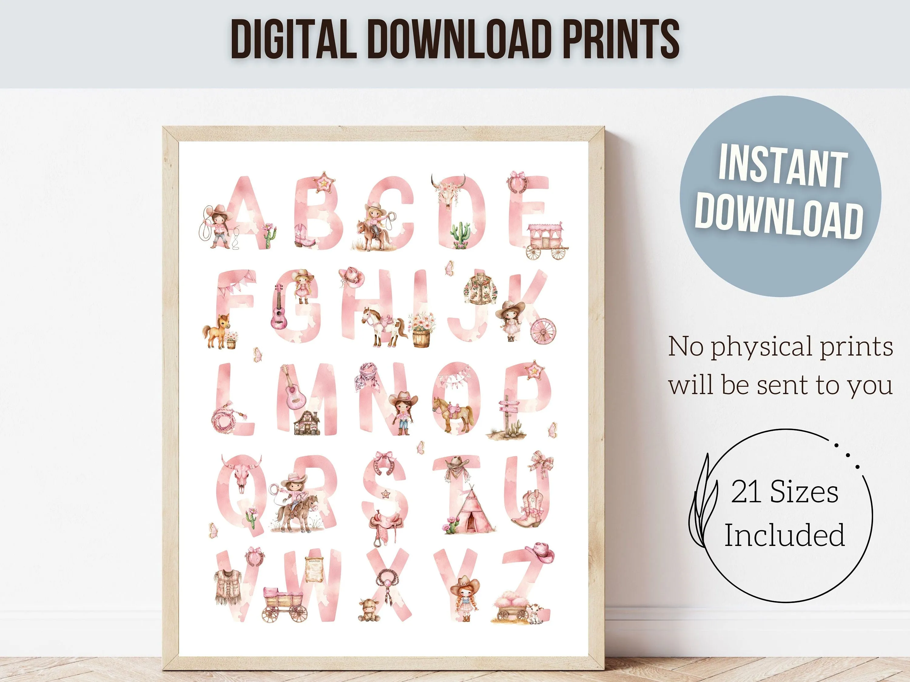 Cowgirl Alphabet Nursery Print