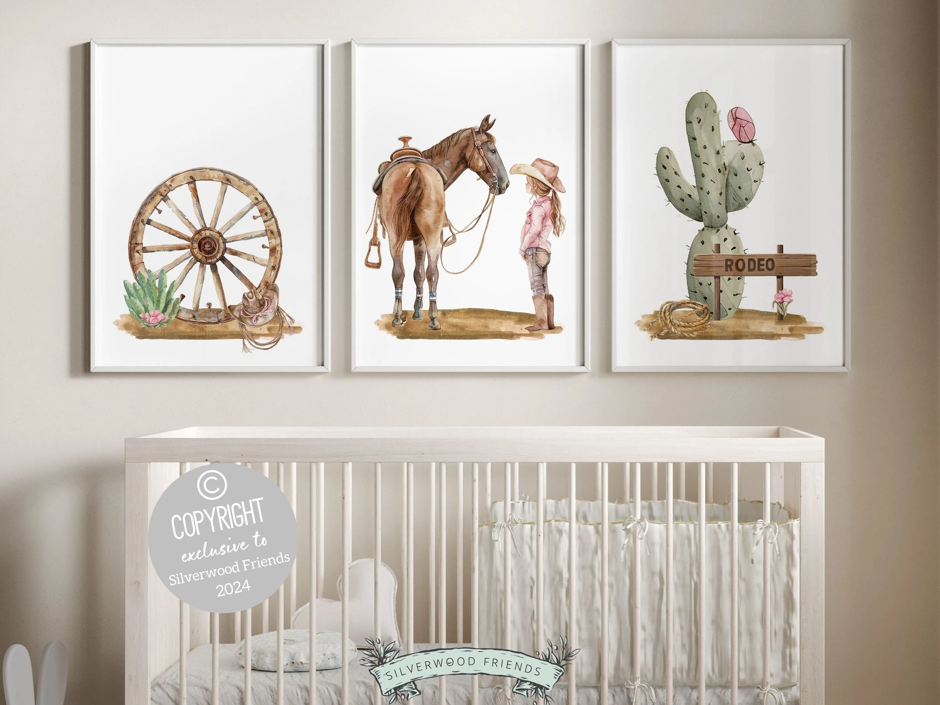 Cowgirl Nursery Prints - Set 6