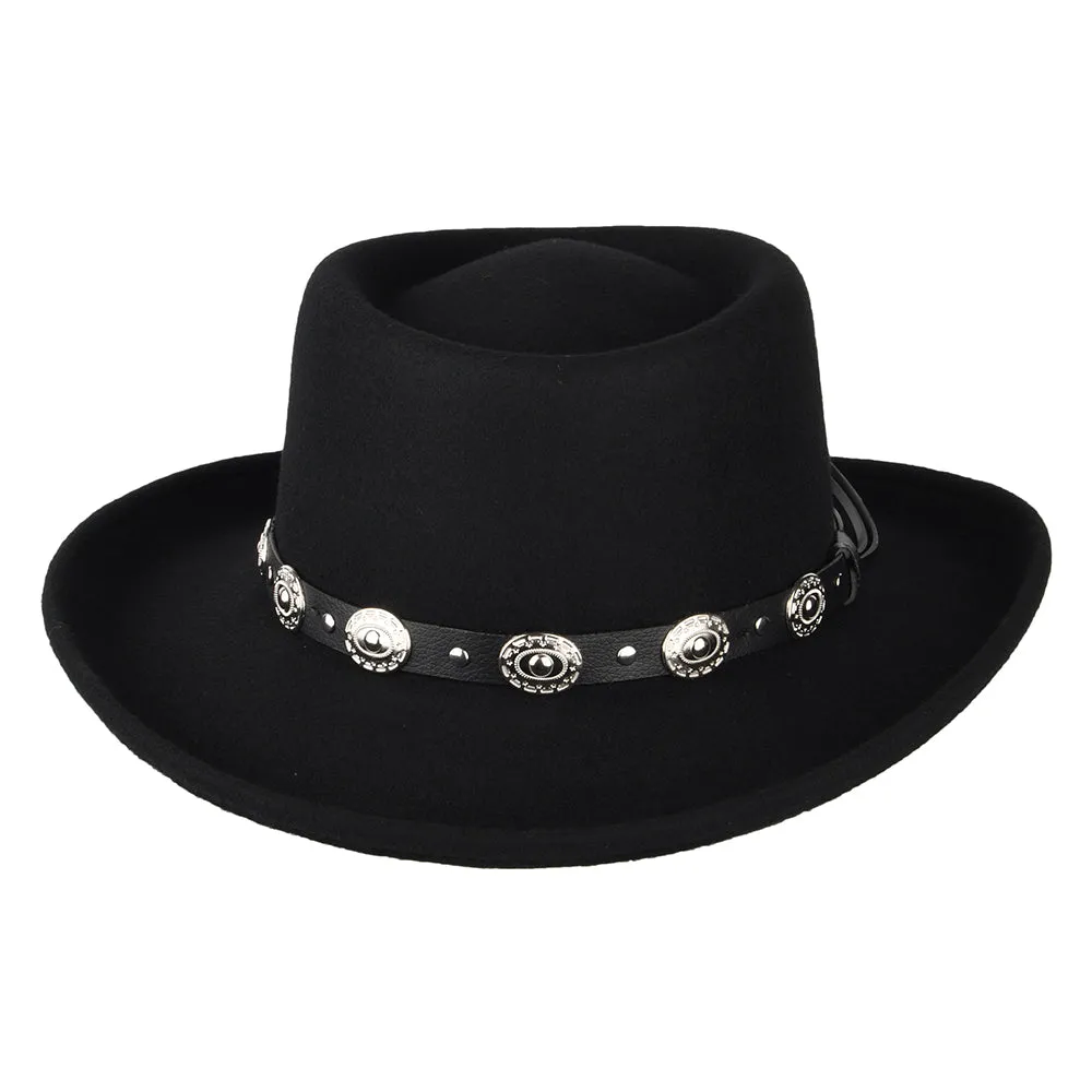 Crossfire Wool Felt Gambler Hat - Black