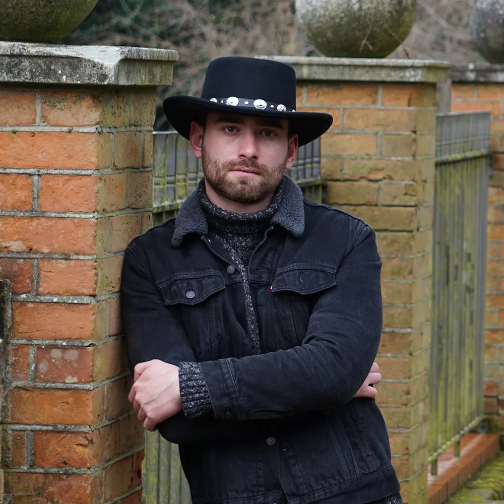 Crossfire Wool Felt Gambler Hat - Black