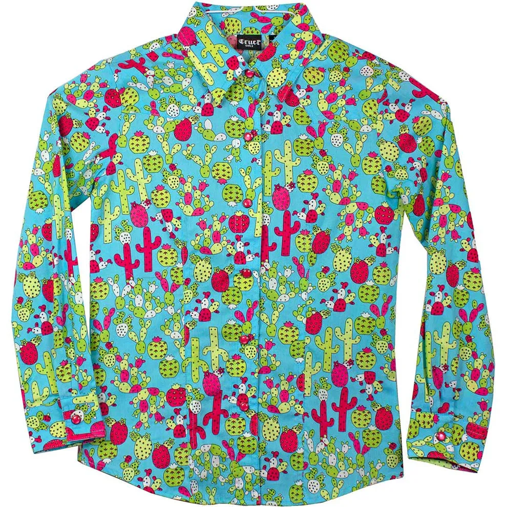 CRUEL GIRL YOUTH GIRL’S SHIRT WESTERN CACTUS PRINT