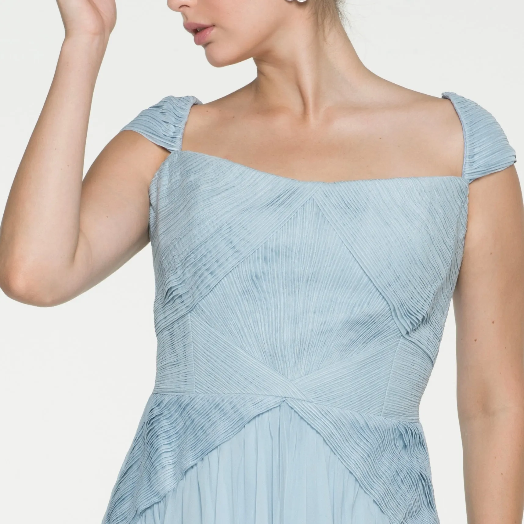 Empire Blue Chiffon Long Dress