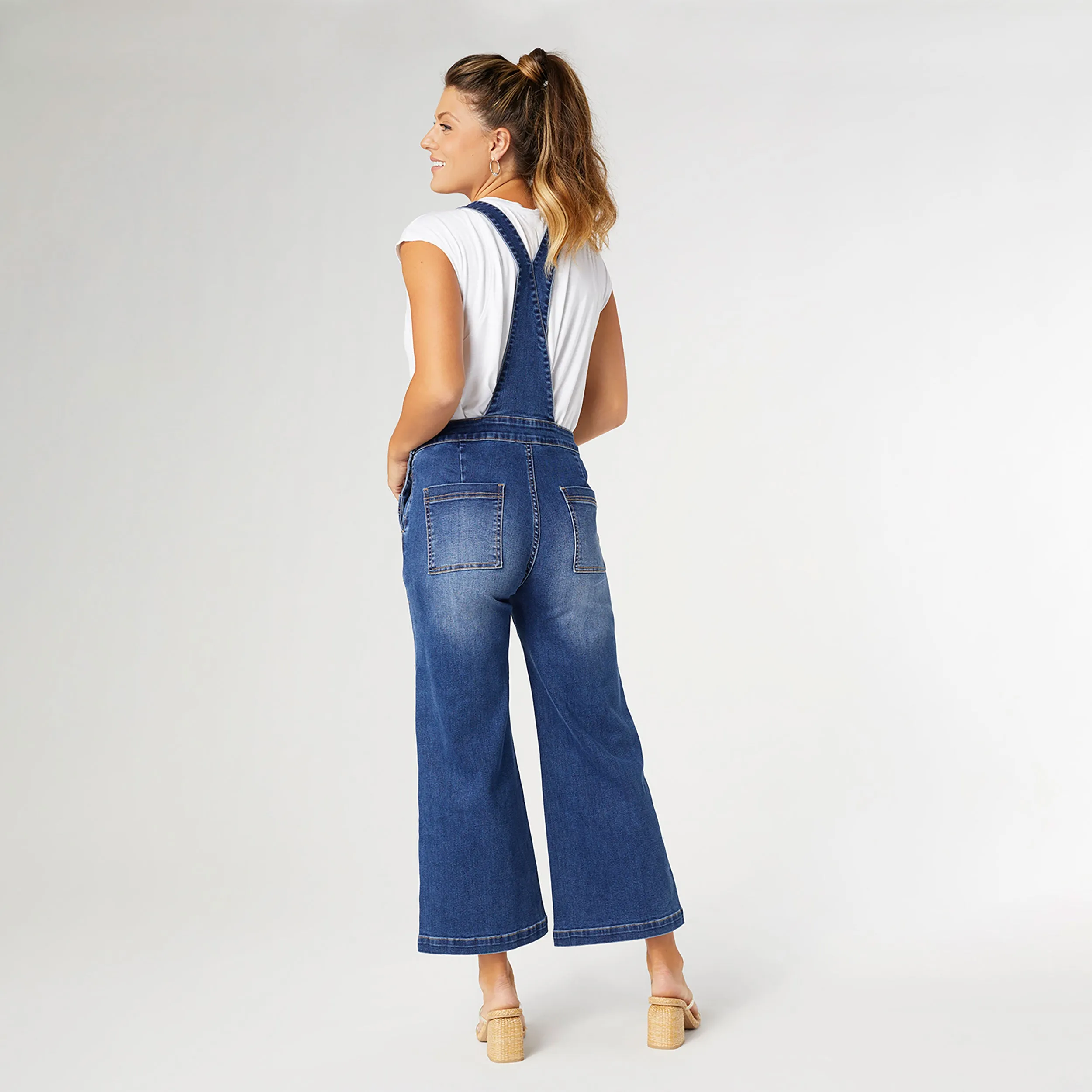 EverStretch Capri Overalls - Dark Denim