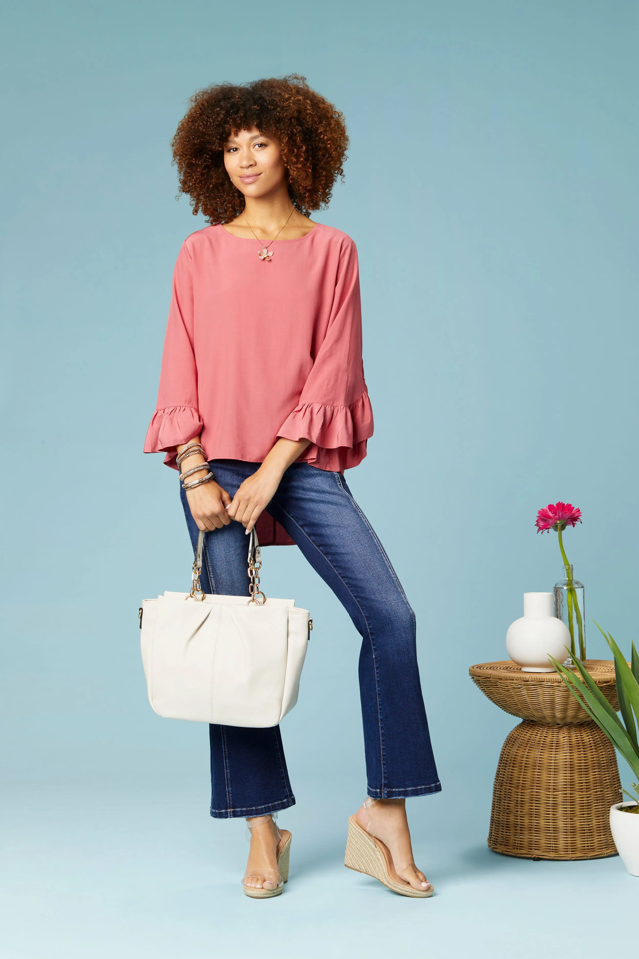 EverStretch Flare Jeans with Front Vertical Seaming - Dark Denim