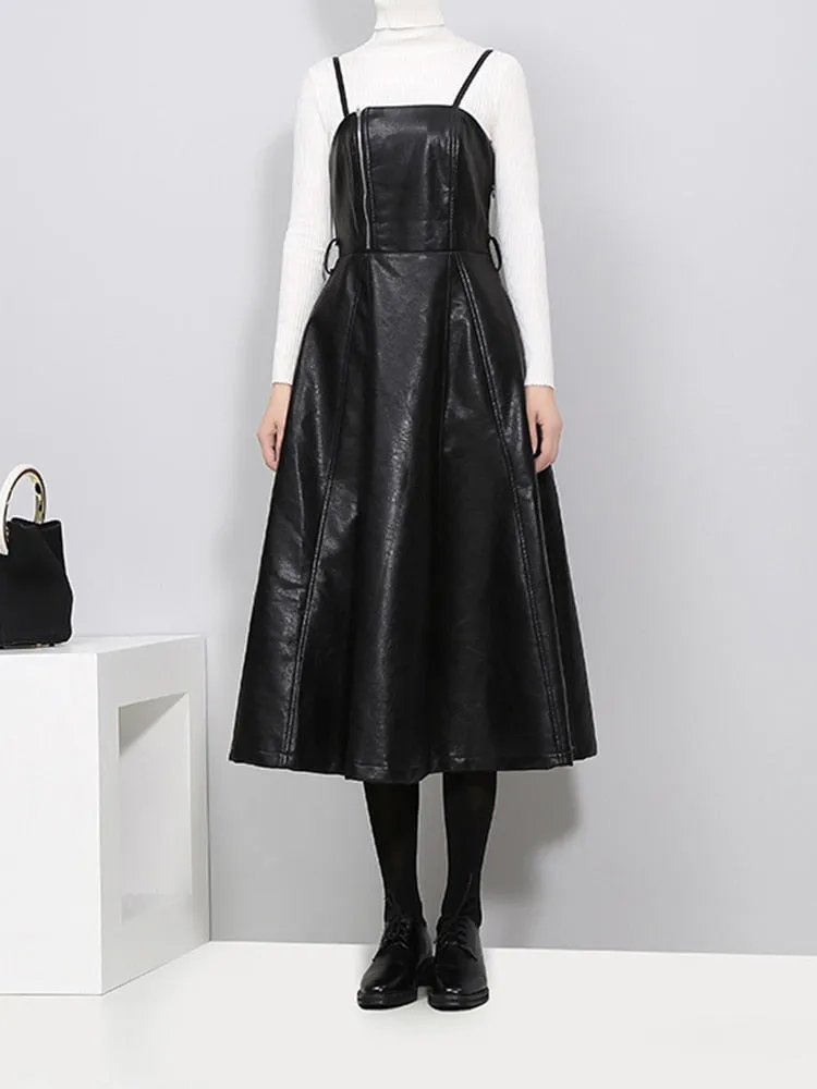 Fancy Luxe PU Leather Sleeveless Dress