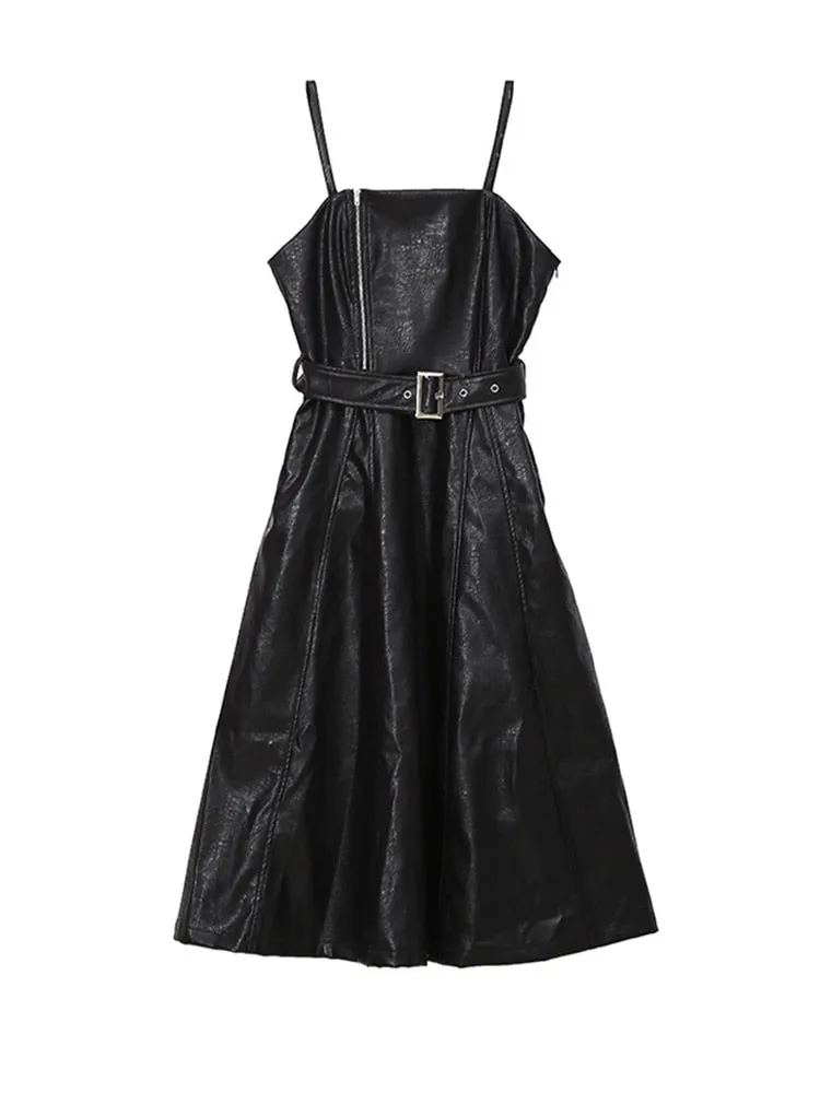 Fancy Luxe PU Leather Sleeveless Dress
