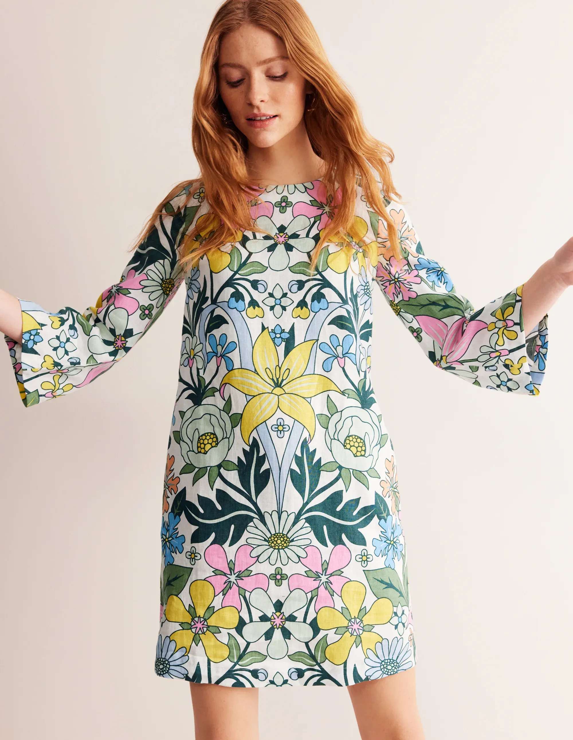 Flare Linen Short Dress