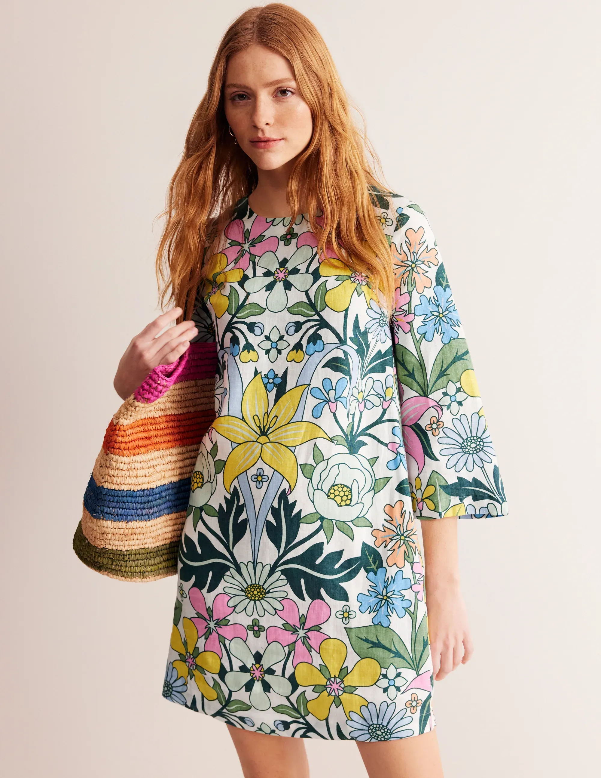 Flare Linen Short Dress