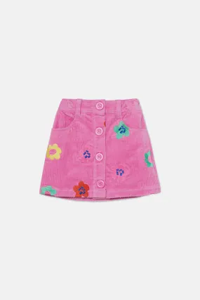 Floral Cord Kids Skirt