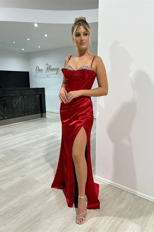 High Side Slit Girl Prom Dresses, Mermaid Newest Long Prom Dresses, Wedding Party Dresses