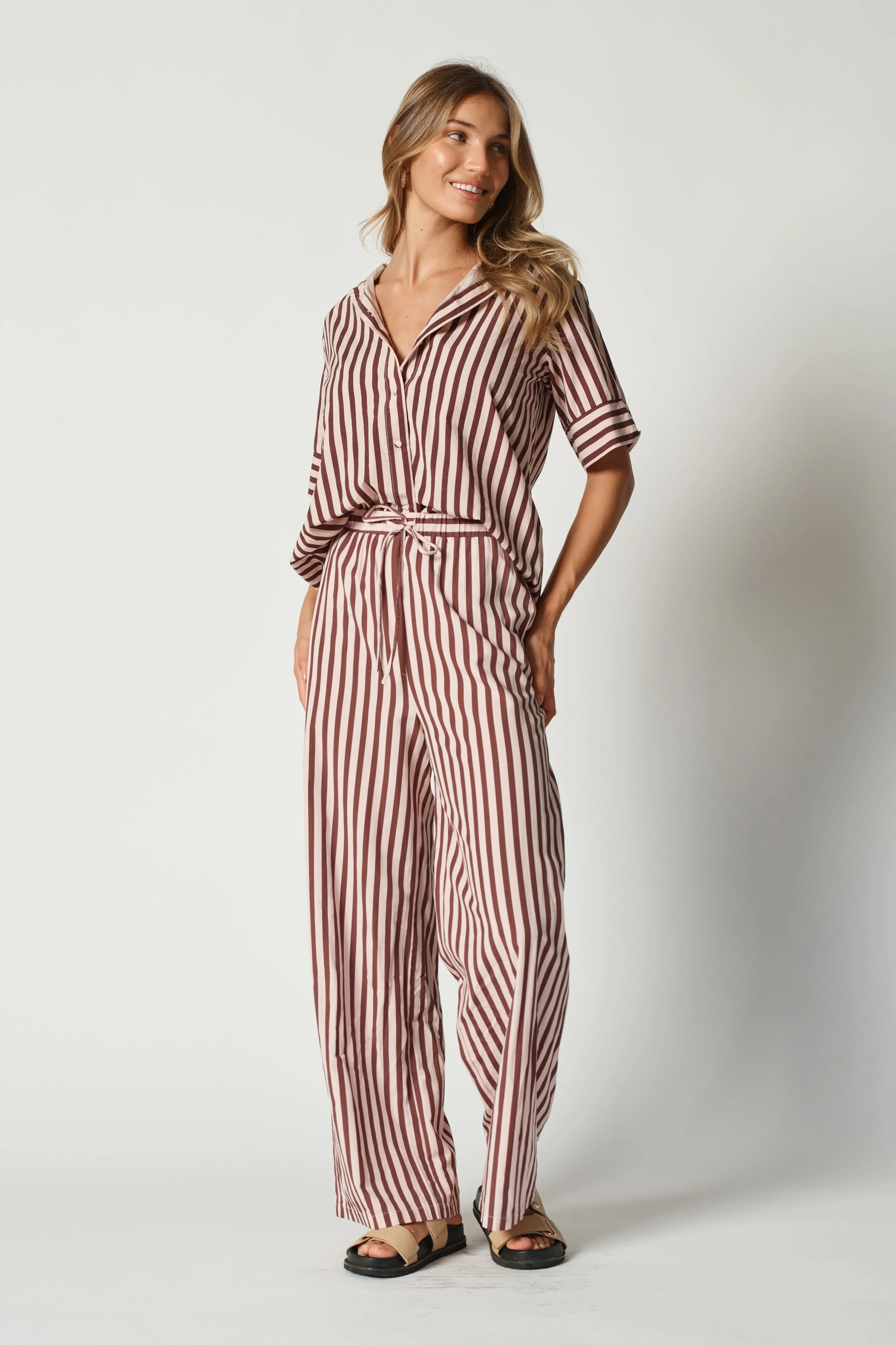 Iris Stripe Wide-Leg Pant - Cinnamon / Pink