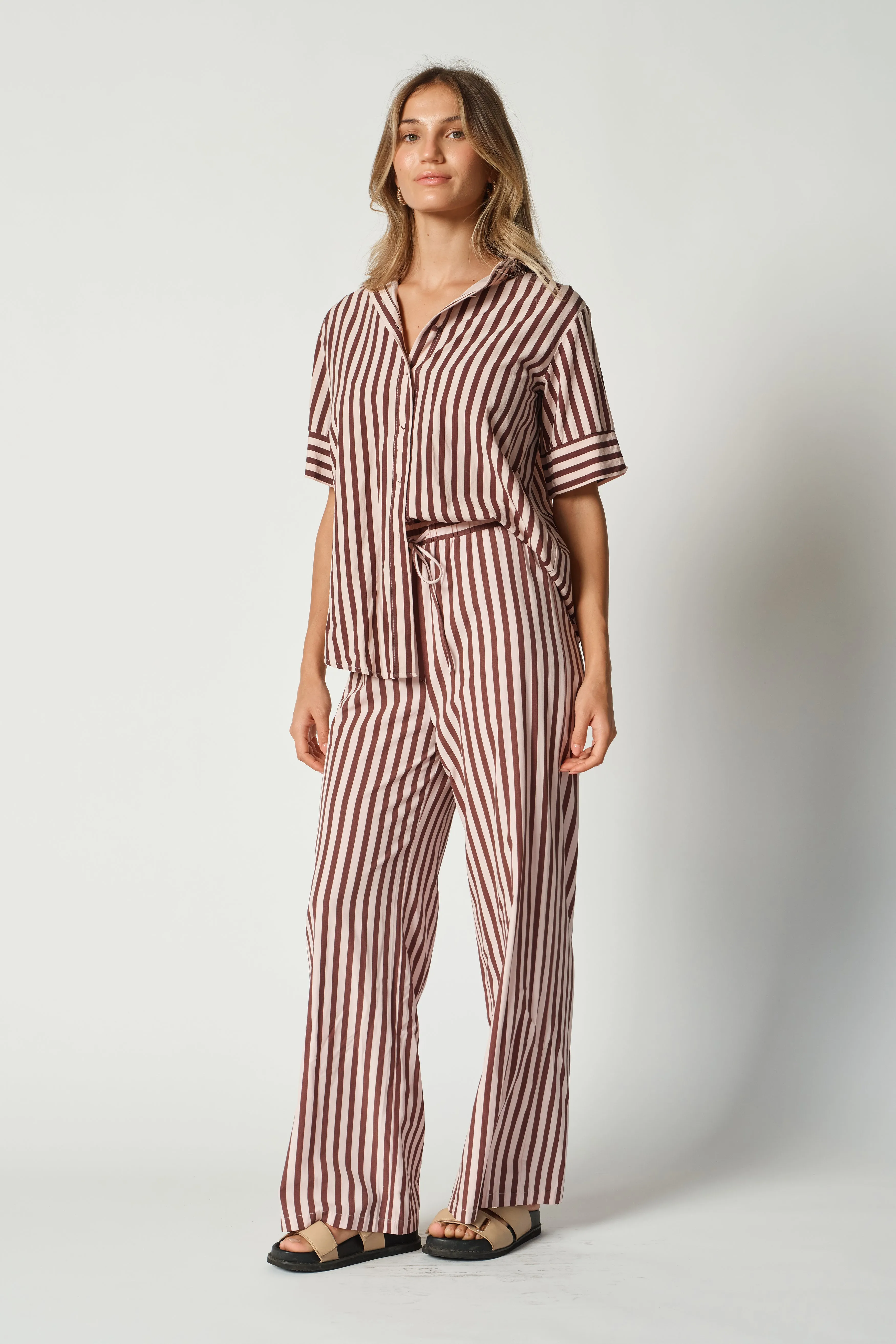 Iris Stripe Wide-Leg Pant - Cinnamon / Pink