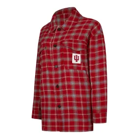 Ladies Indiana Hoosiers Boyfriend Nightshirt L/S Crimson and Grey