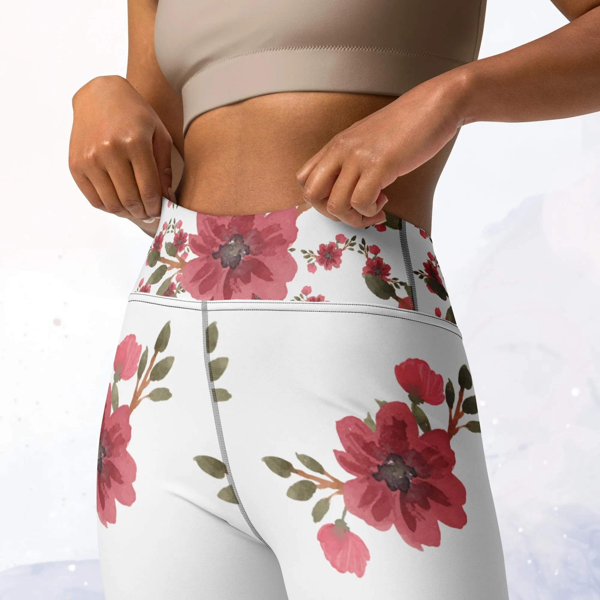 Large Pink Flower Dance Leggings