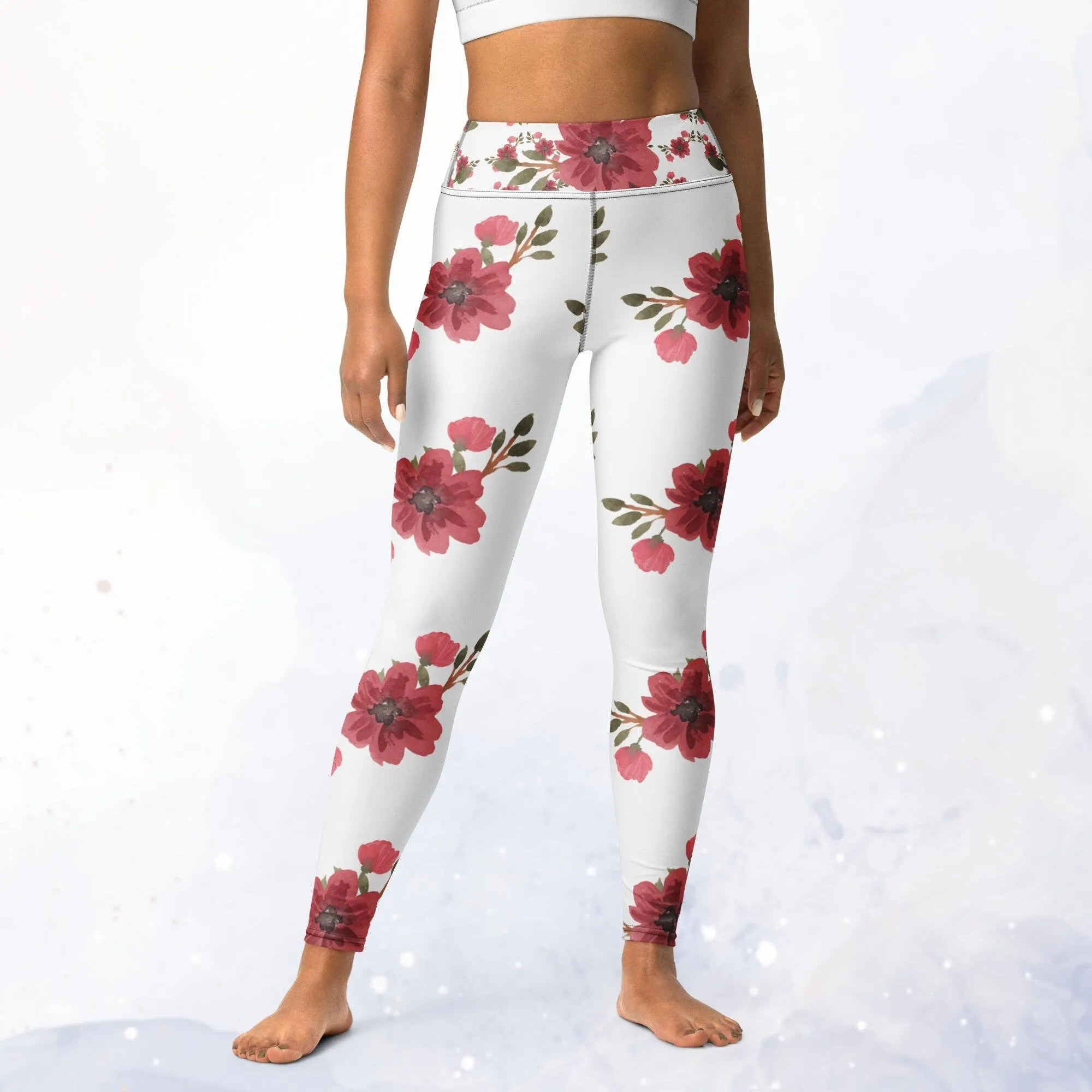 Large Pink Flower Dance Leggings