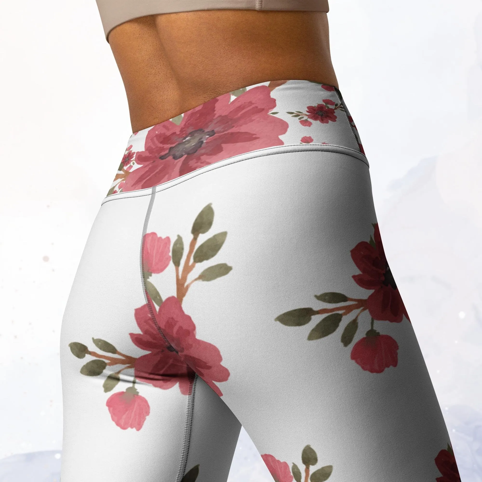 Large Pink Flower Dance Leggings