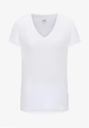 Lee T-shirt da donna con scollo a V Neck Tee L41JENLJ bright white