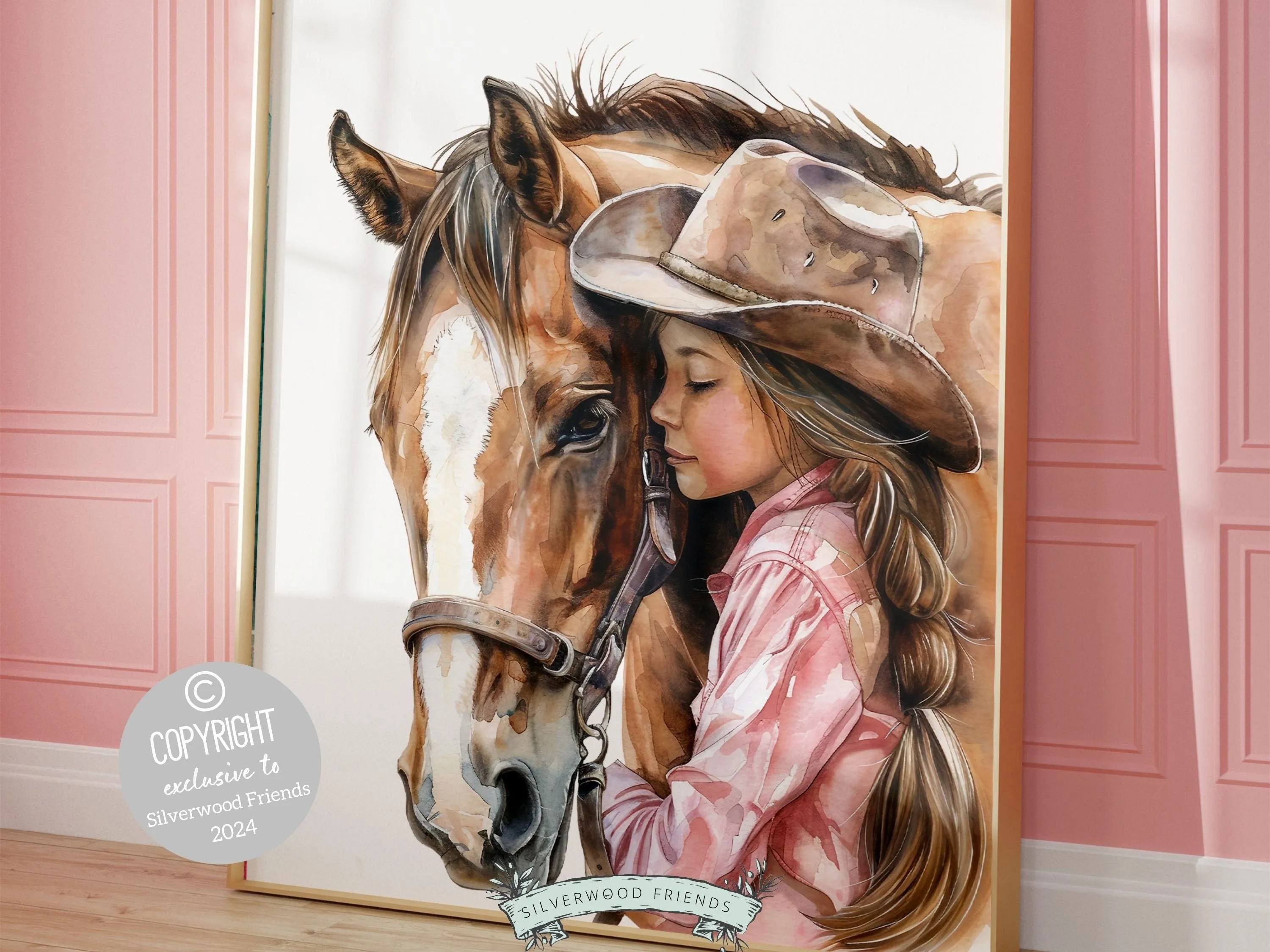 Little Girl Horse Nursery Print - 004