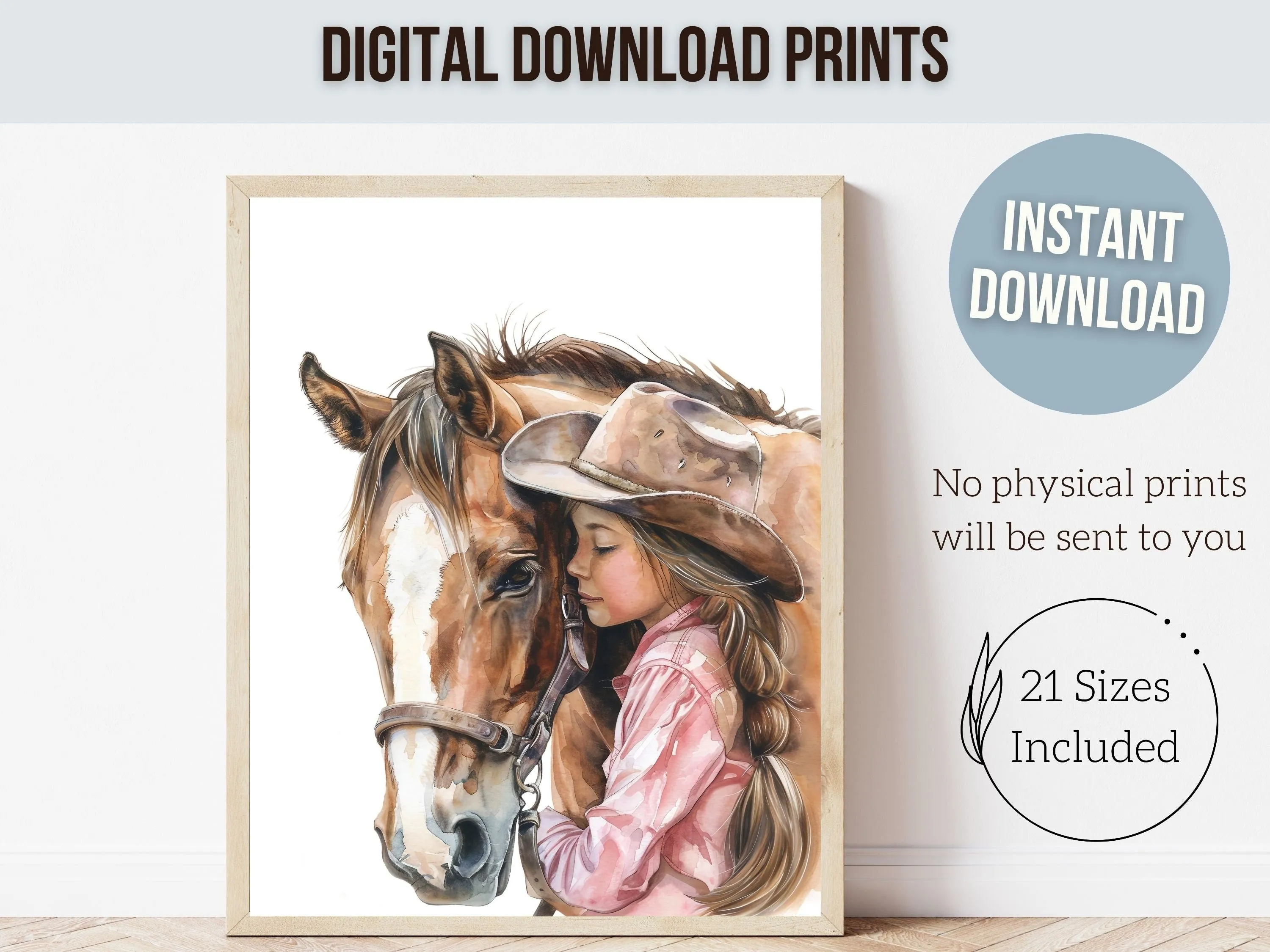 Little Girl Horse Nursery Print - 004