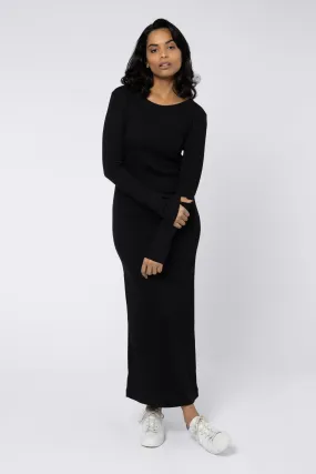 LIZZY RIB JERSEY DRESS (BLACK)