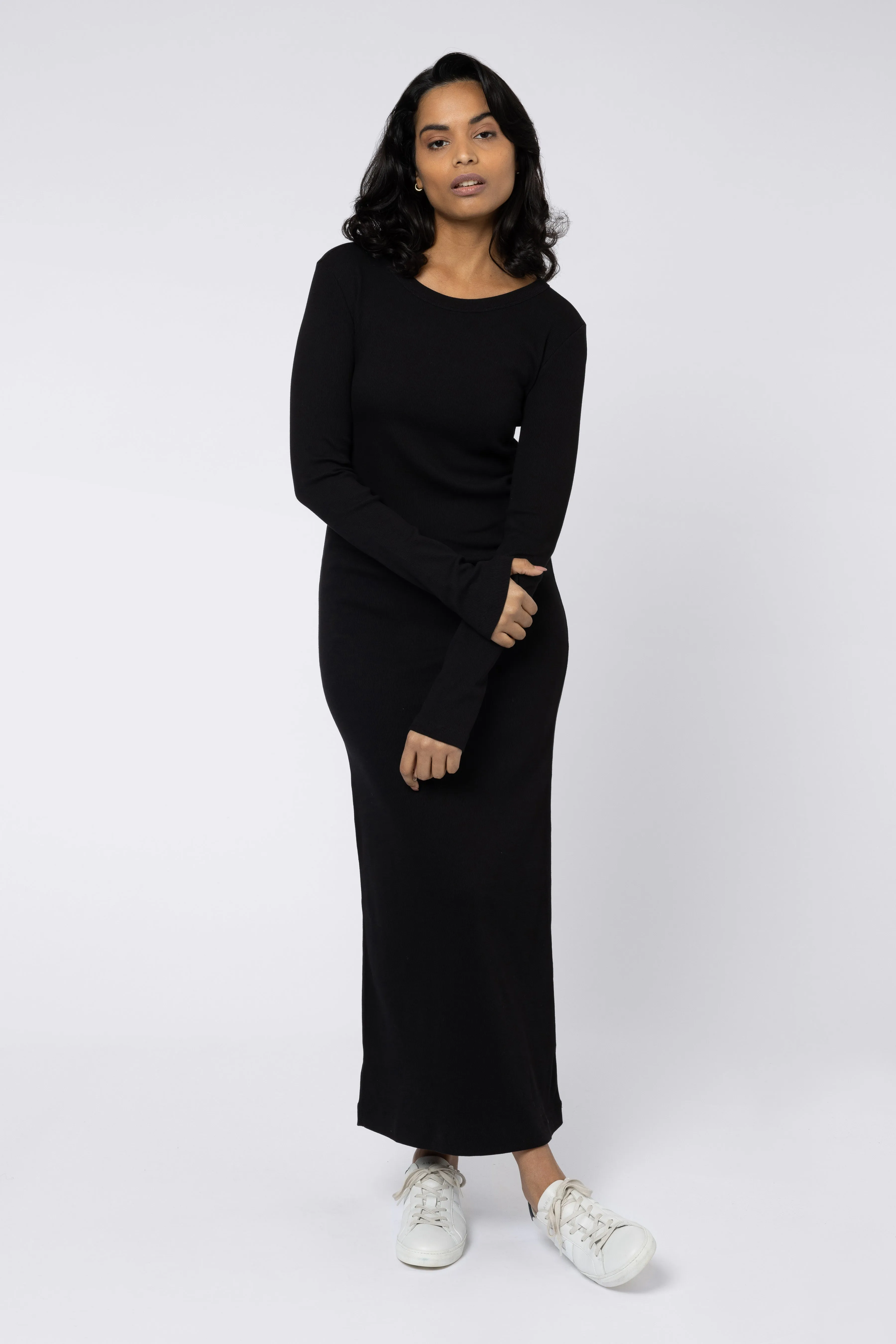 LIZZY RIB JERSEY DRESS (BLACK)